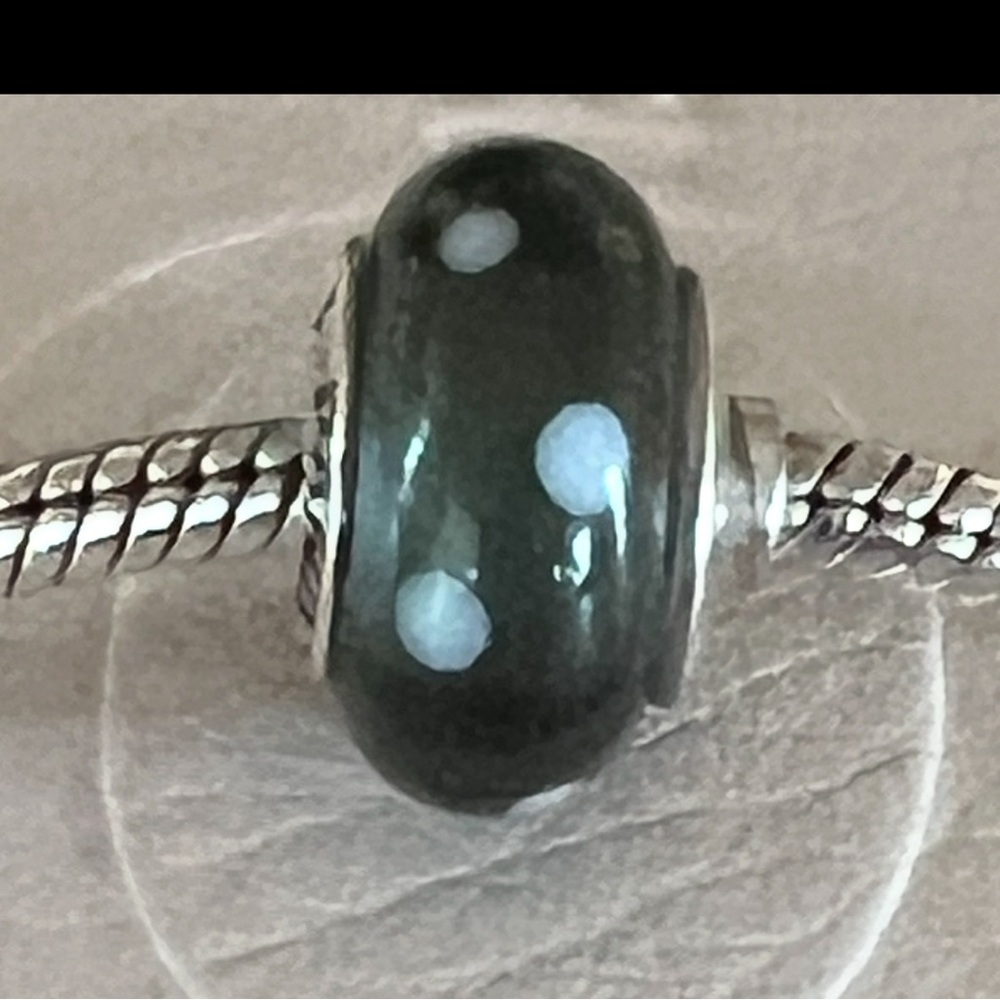 Pandora Murano Glass Black and White Charm